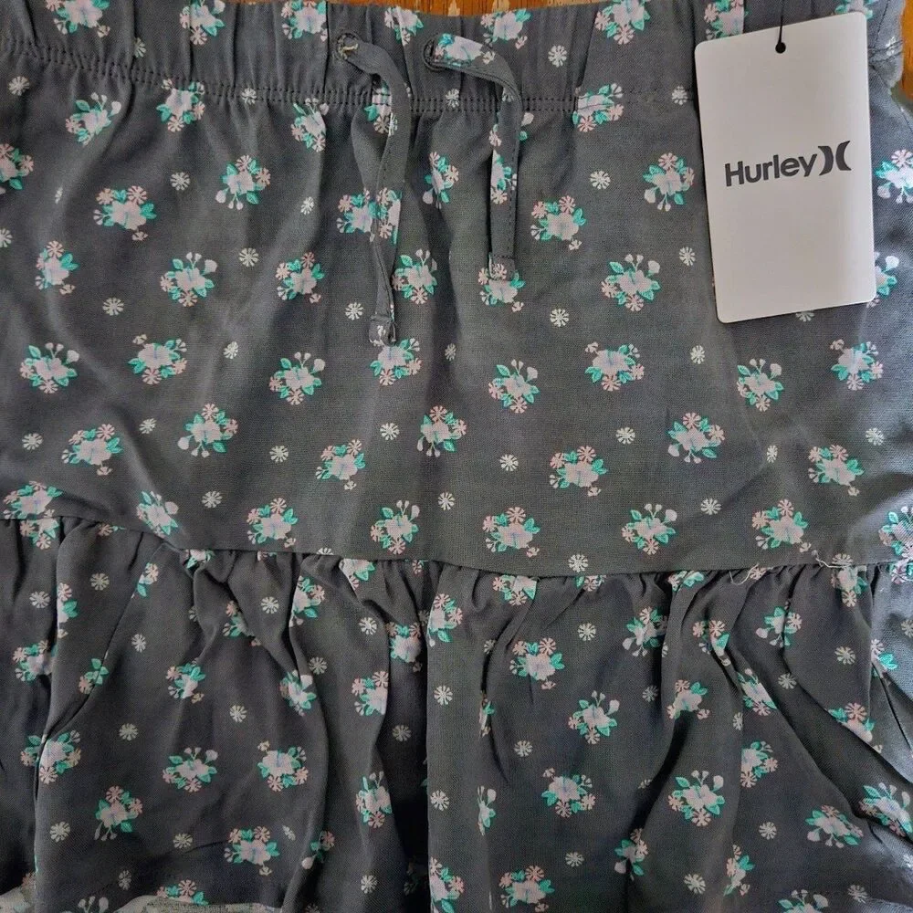 Hurley Skirt girls size Small Grey with Flowers New with Tags